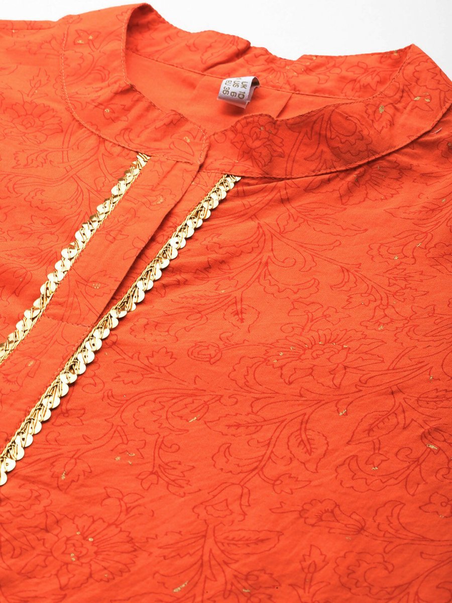 Ahalyaa Women's Traditional Wear Tunic - Orange | Grocsy