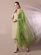 Myshka Women's Multi Printed Cotton Straight Party Kurta Set With Dupatta | Grocsy