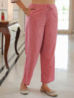 Aramya Straight Soft Cotton Floral Print Women's Kurta Set - Pink | Grocsy
