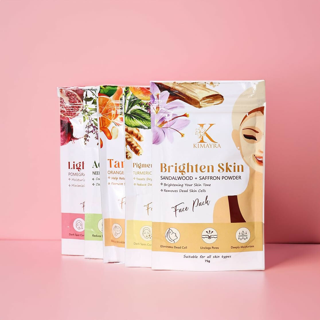Kimayra Skin Care Combo Powder (Pomegranate + Beetroot, Neem + Tulsi, Orange + Papaya, Turmeric + Orange, Sandalwood + Saffron) | Grocsy