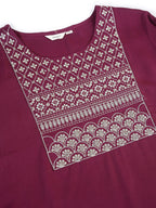 Sztori Plus Size Floral Yoke Design Thread Work Straight Kurta | Grocsy