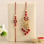 Beautiful Red Bhaiya Bhabhi Kumba Rakhi Set | Grocsy
