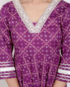 Miravan Women Cotton Magenta Gota lace and Embroidered Anarkali Kurta | Grocsy