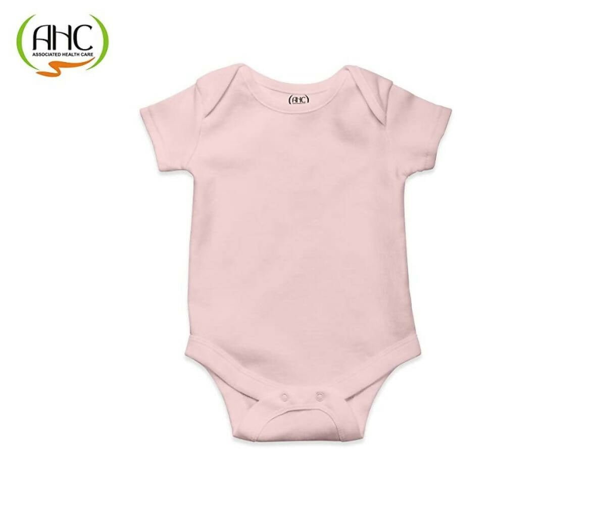 AHC Soft Cotton Short-Sleeve Bodysuits Solid Onesies New Born Infant Dress - Grey/Blue/Green/Pink/Yellow | Grocsy