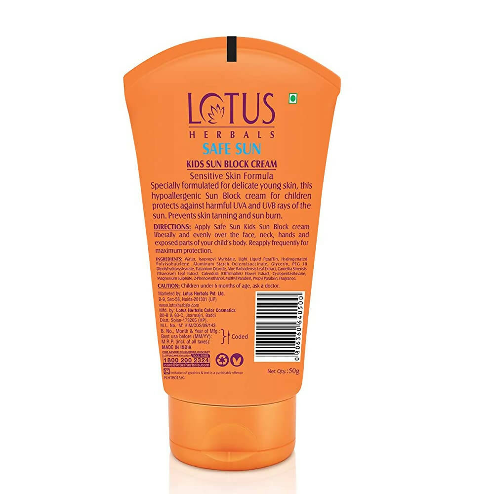 Lotus Herbals Safe Sun Kids Sun Block Cream SPF 25 | Grocsy
