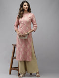 Yufta Women Pink Floral Printed Pastels Cotton Kurta | Grocsy