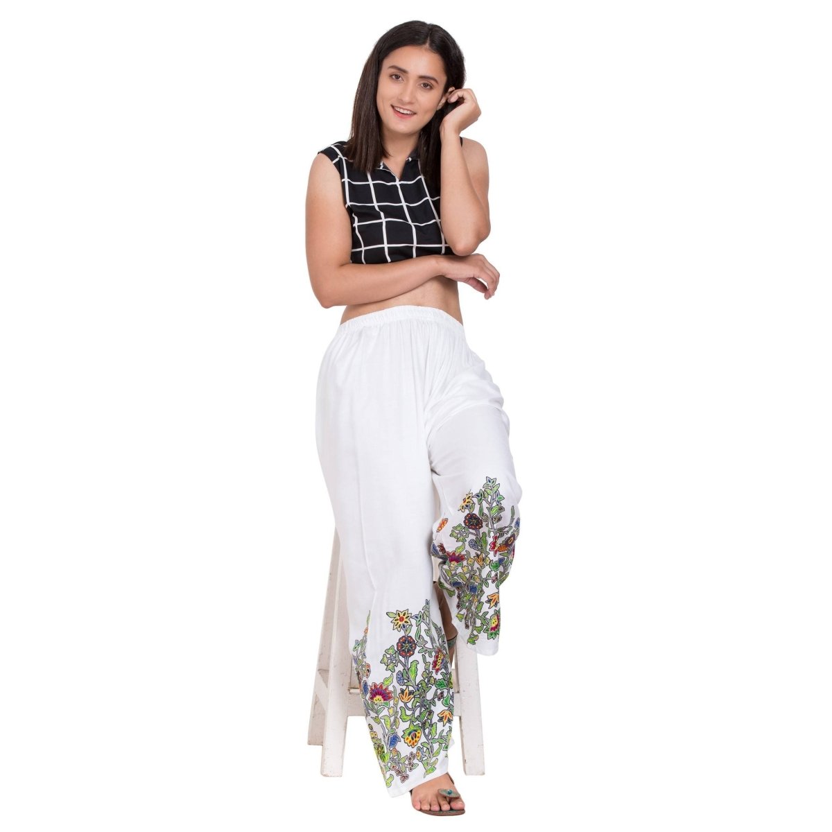 Asmaani White Color Digital Print Sarara | Grocsy