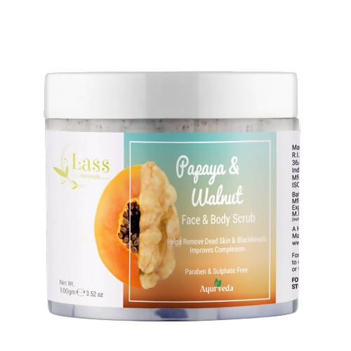 Lass Naturals Papaya & Walnut Face and Body Scrub | Grocsy
