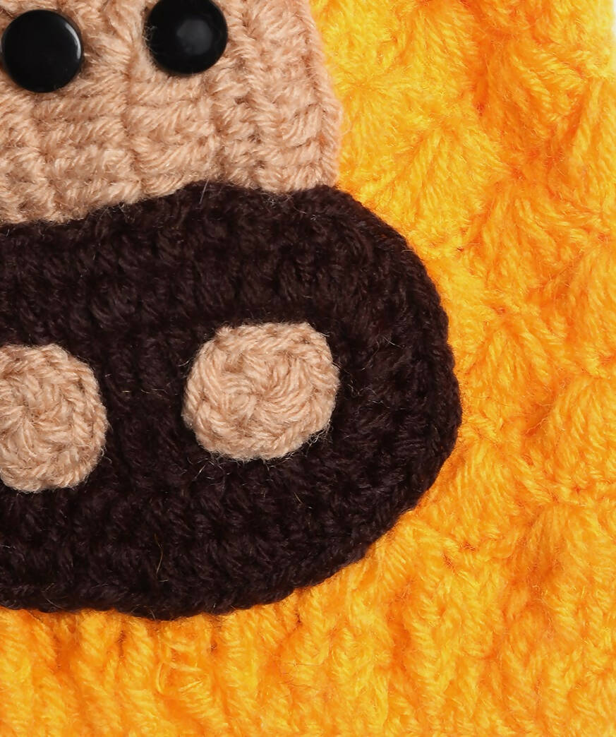 Chutput Kids Woollen Hand Knitted Giraffe Face Detailed Cap - Yellow | Grocsy