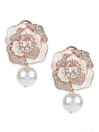 Mother of Pearl Earrings in rose Gold- Ruby Raang | Grocsy