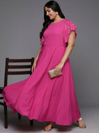 Ahalyaa Women's Traditional wear Ethnic Dress - Pink | Grocsy