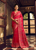 Monjolika Fashion Rani Pink Silk Blend Banarasi Zari Work Classic Saree | Grocsy