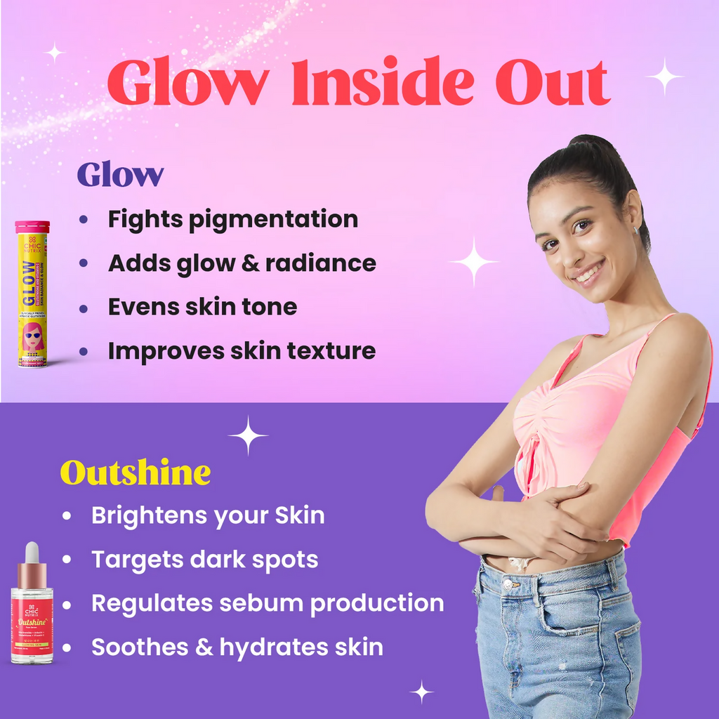 Chicnutrix Everyday Glow Combo - Glow & Outshine, Glutathione & Korean Brightening Serum | Grocsy