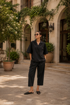 Aayaa Designer Pure Cotton Cord Set-Black | Grocsy