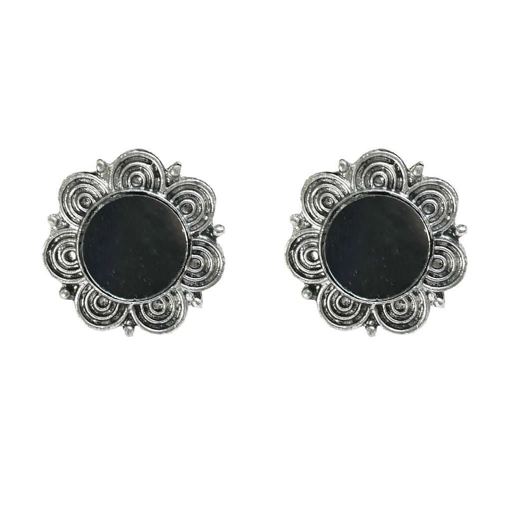 Mominos Fashion Johar Kamal Oxidised Silver-Plated Mirror Design Necklace Choker Set For Women | Grocsy