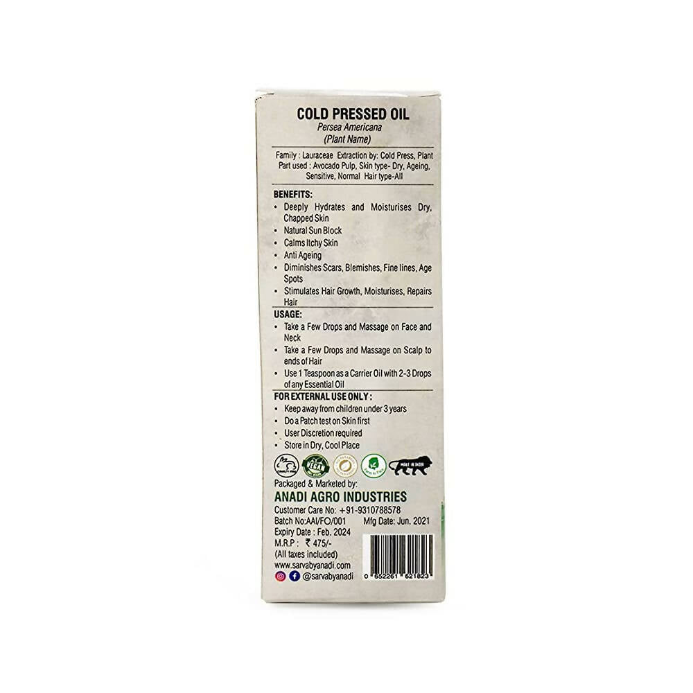 Sarva by Anadi Cold Pressed Avocado Oil | Grocsy