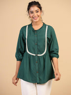 Womens Green Rayon Solid Top - Keeva | Grocsy