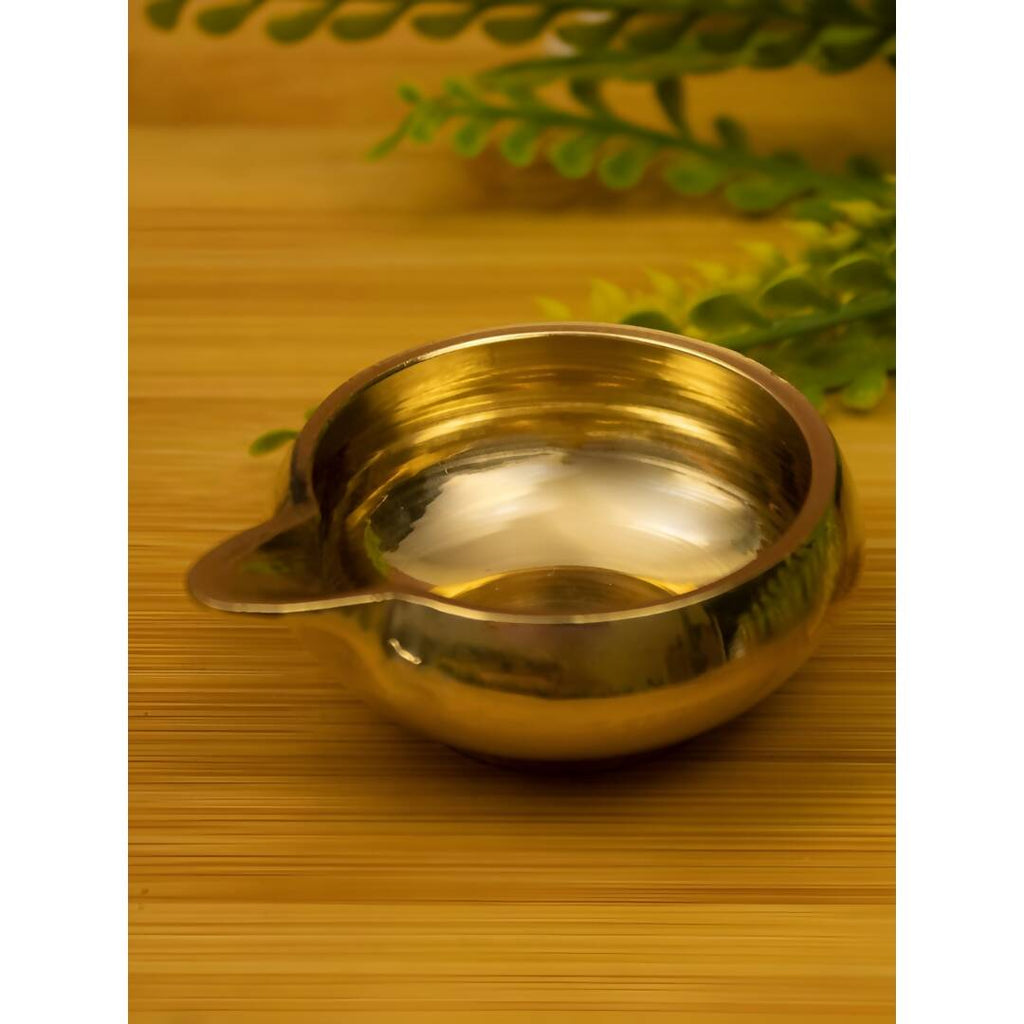 Spillbox Gold Toned Plain Kuber Diya Without Stand Pooja Essentials | Grocsy
