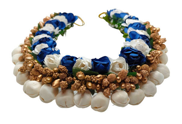 Blue & White Bridal Hair Gajra | Grocsy