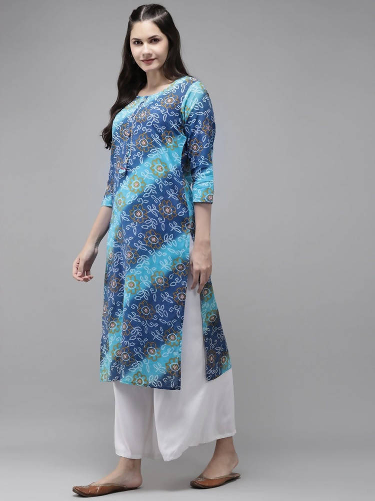 Yufta Blue Bandhani Kurta | Grocsy