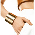 Bling Accessories Rose Gold Textured Brass Cuff Bracelet | Grocsy