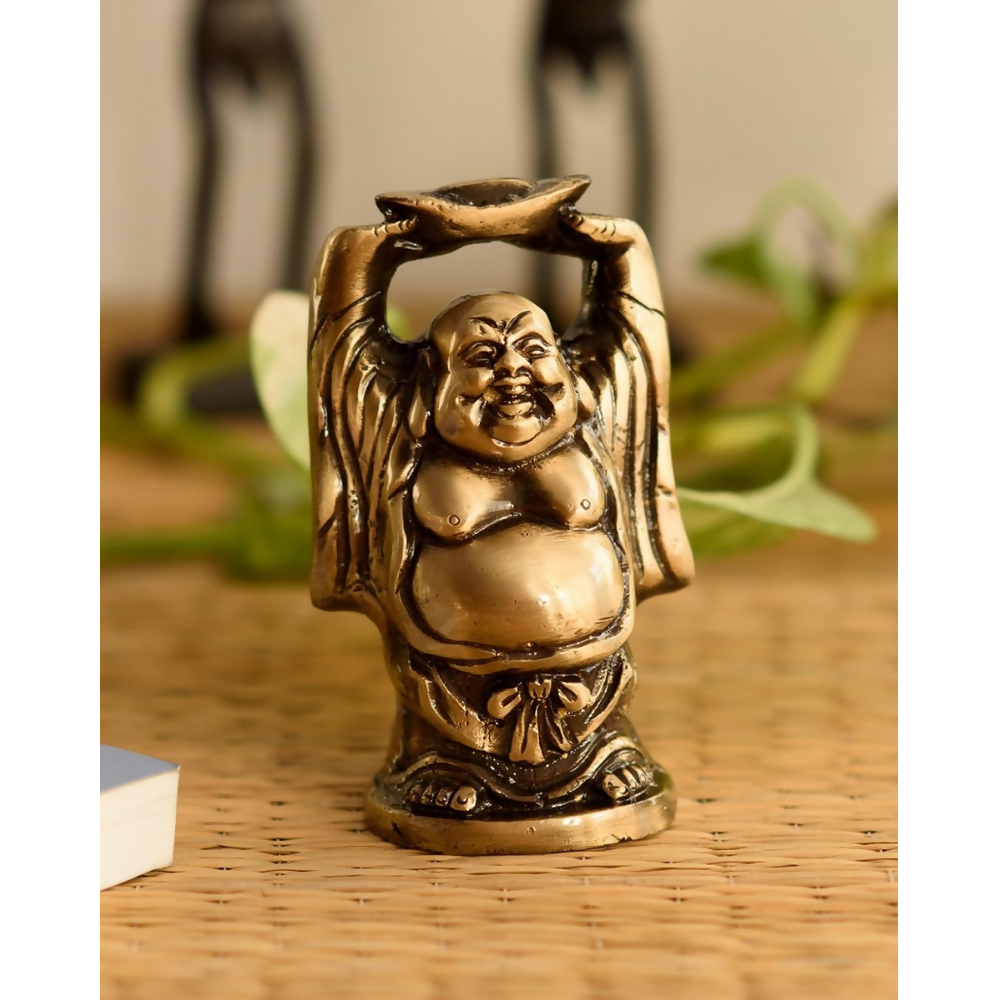 eCraftIndia Antique Finish Laughing Buddha Brass Showpiece | Grocsy