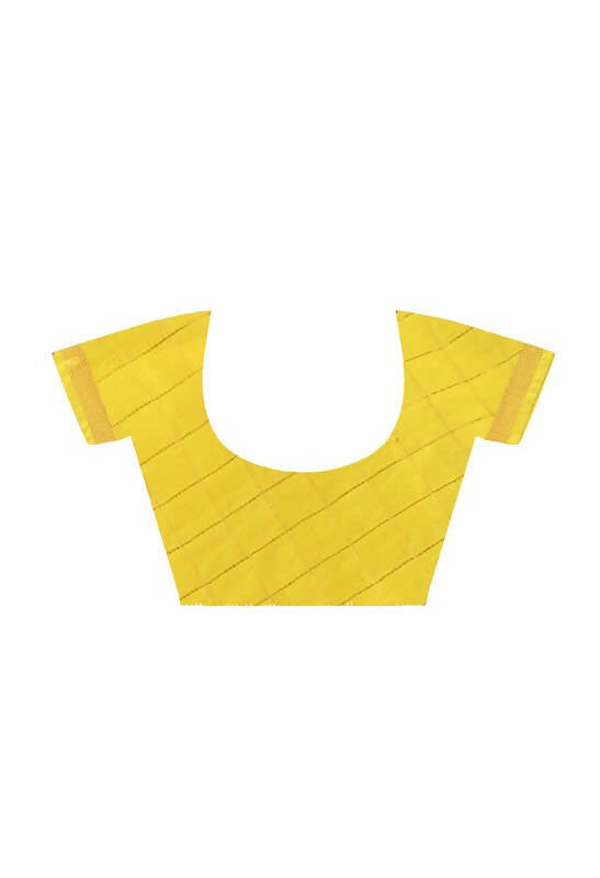 Mominos Fashion Moeza Yellow Bhagalpuri Handloom Silk Raj Shree Saree with unstitched Blouse piece | Grocsy