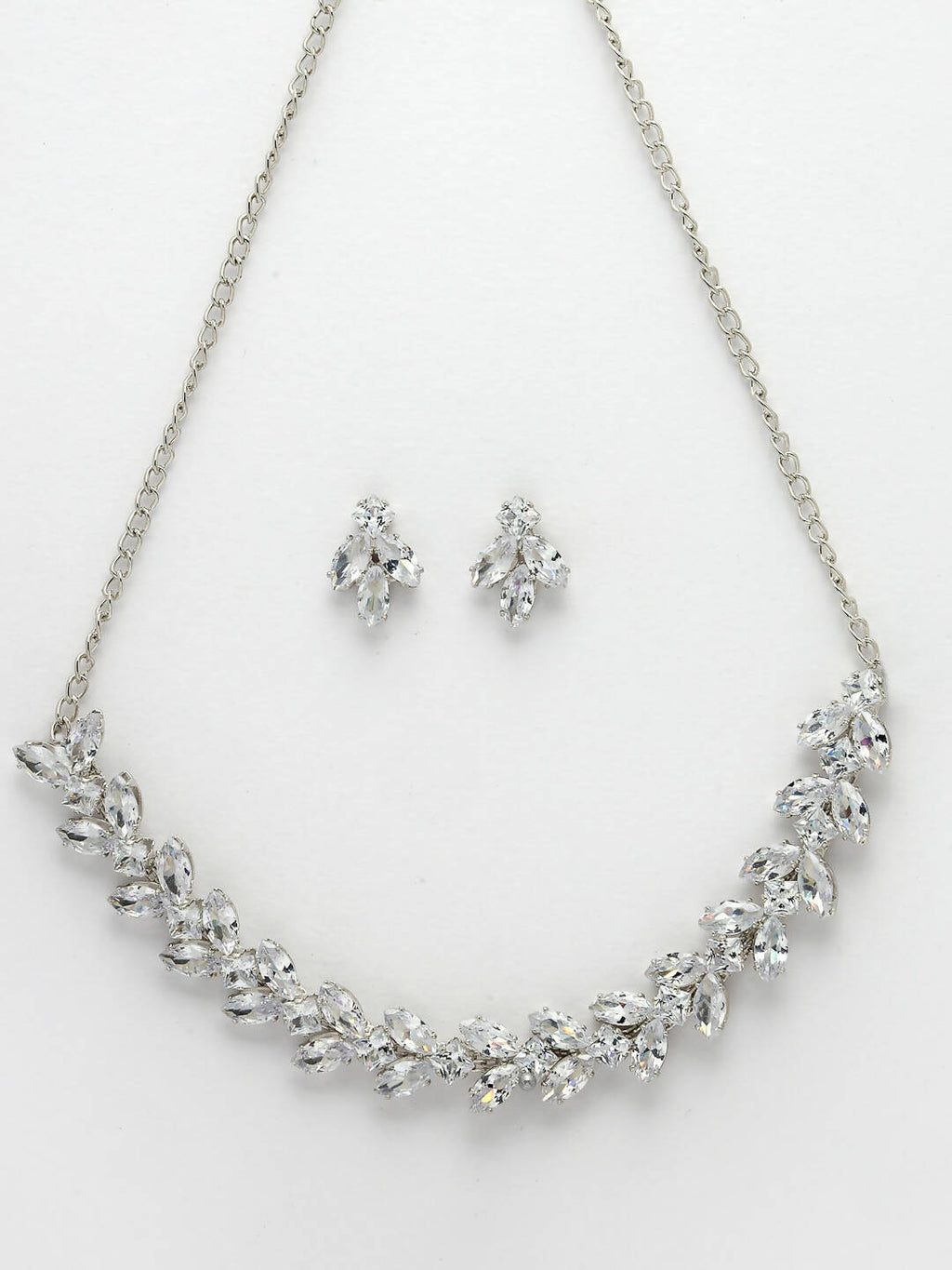 NVR Women Silver-Plated American Diamond Jewellery Set Necklace & Earrings | Grocsy
