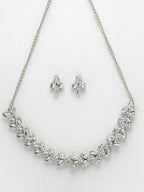 NVR Women Silver-Plated American Diamond Jewellery Set Necklace & Earrings | Grocsy
