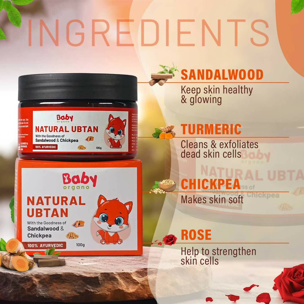 Babyorgano Natural Ubtan Face Pack, Skin Lightening and Tan Removal For Babies | Grocsy