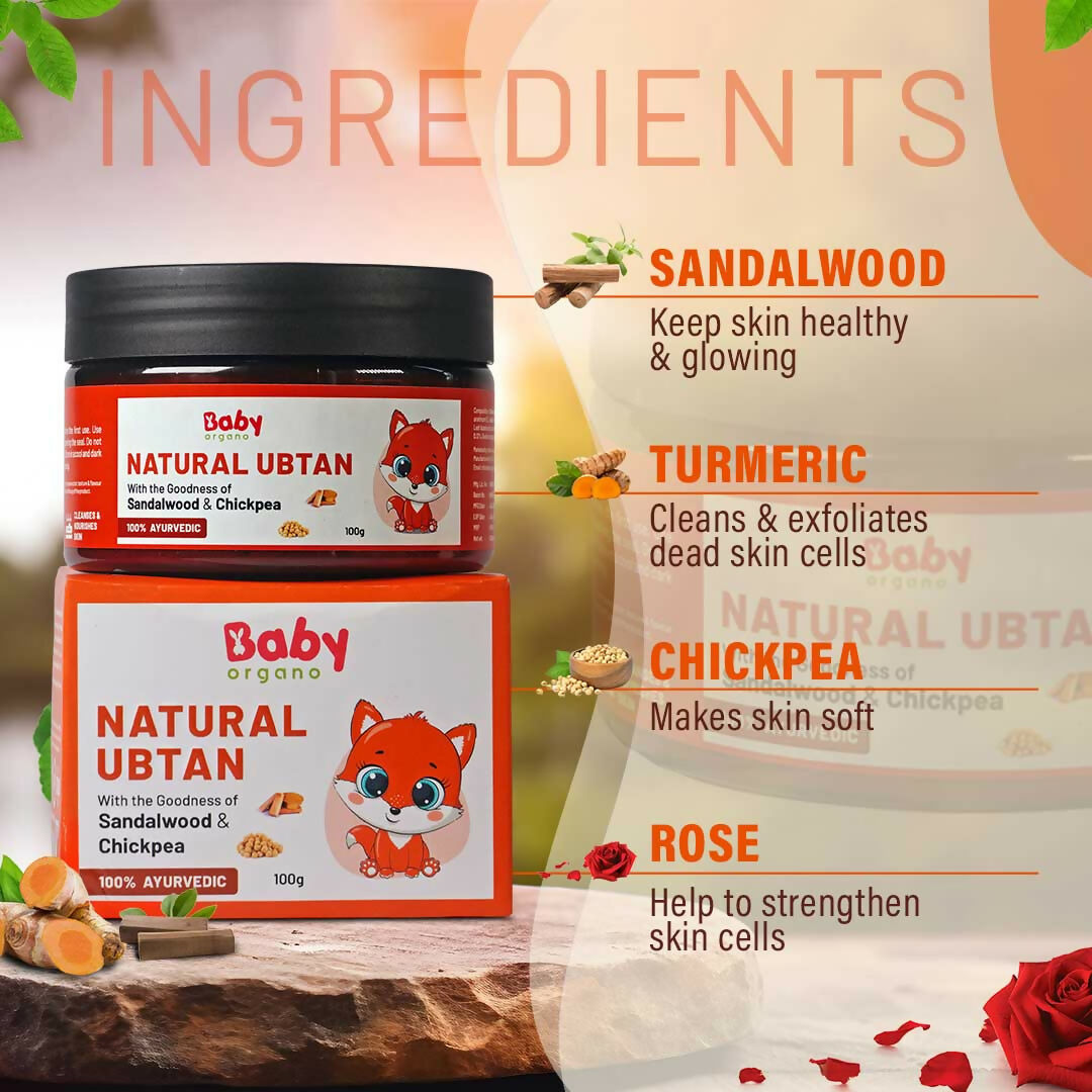 Babyorgano Natural Ubtan Face Pack, Skin Lightening and Tan Removal For Babies | Grocsy