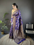 Joban Fashion Violet Floral & Ethnic Motifs Design Soft Silk Meenakari Banarasi Saree | Grocsy