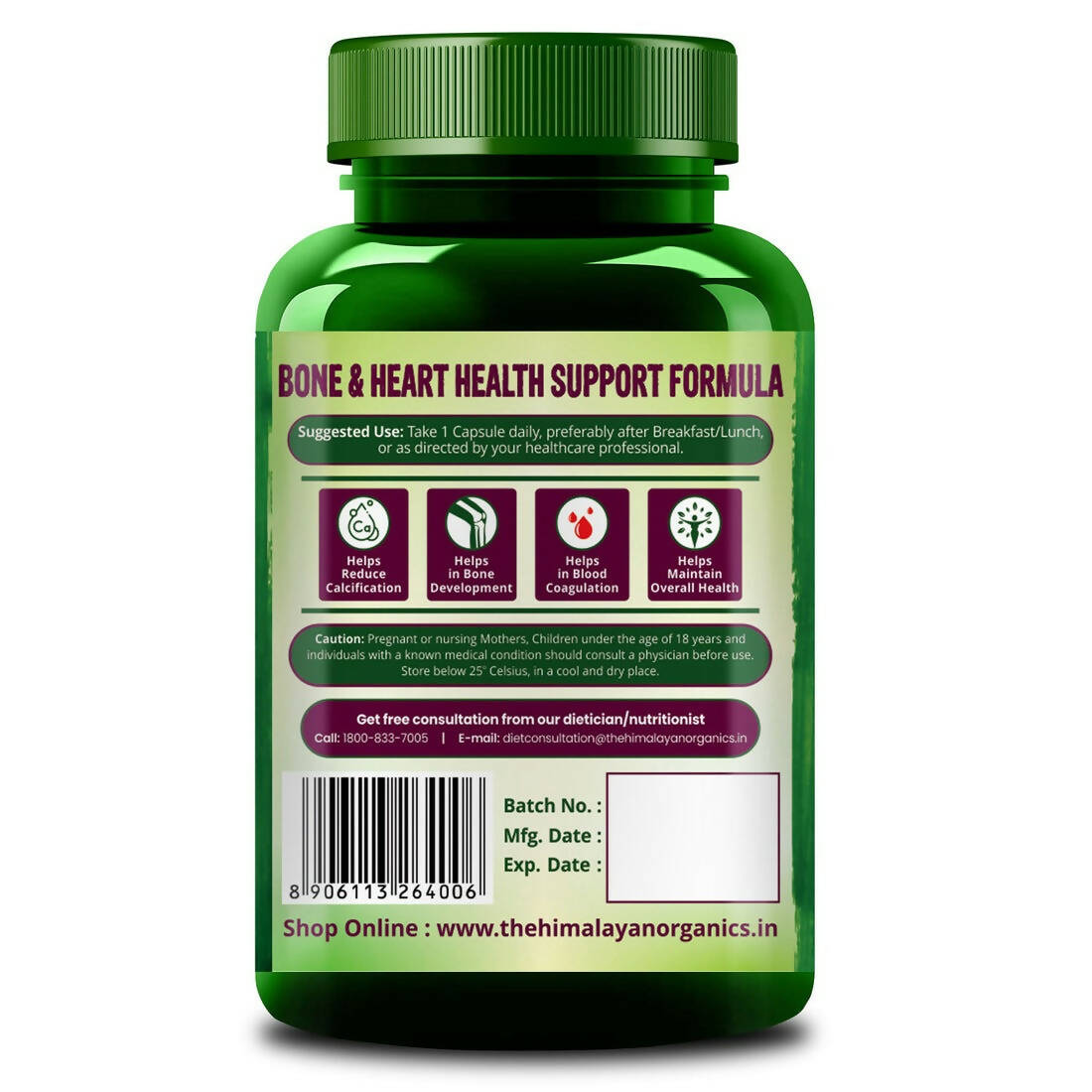 Himalayan Organics Plant Based Vitamin K2 Capsules | Grocsy