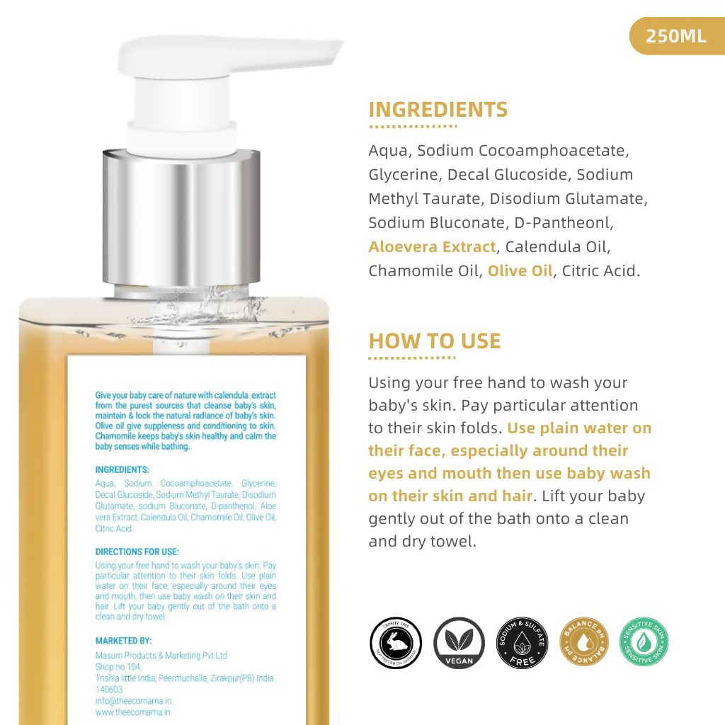 The Eco Mama Baby Body Wash With Aloe Vera Extract, Calendula & Olive Oil | Grocsy