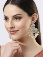 NVR Women Gold-Polished Kundan Chandbali Earrings | Grocsy