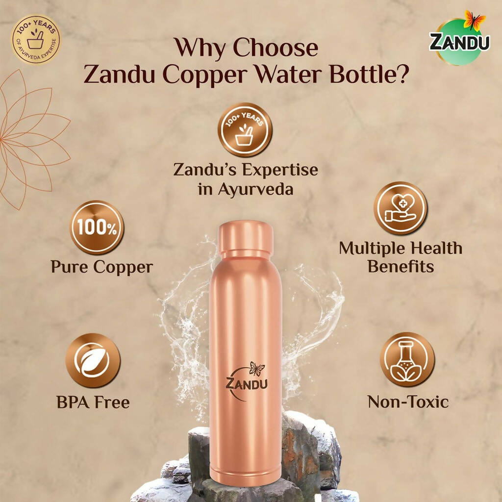 Zandu Copper Water Bottle | Grocsy
