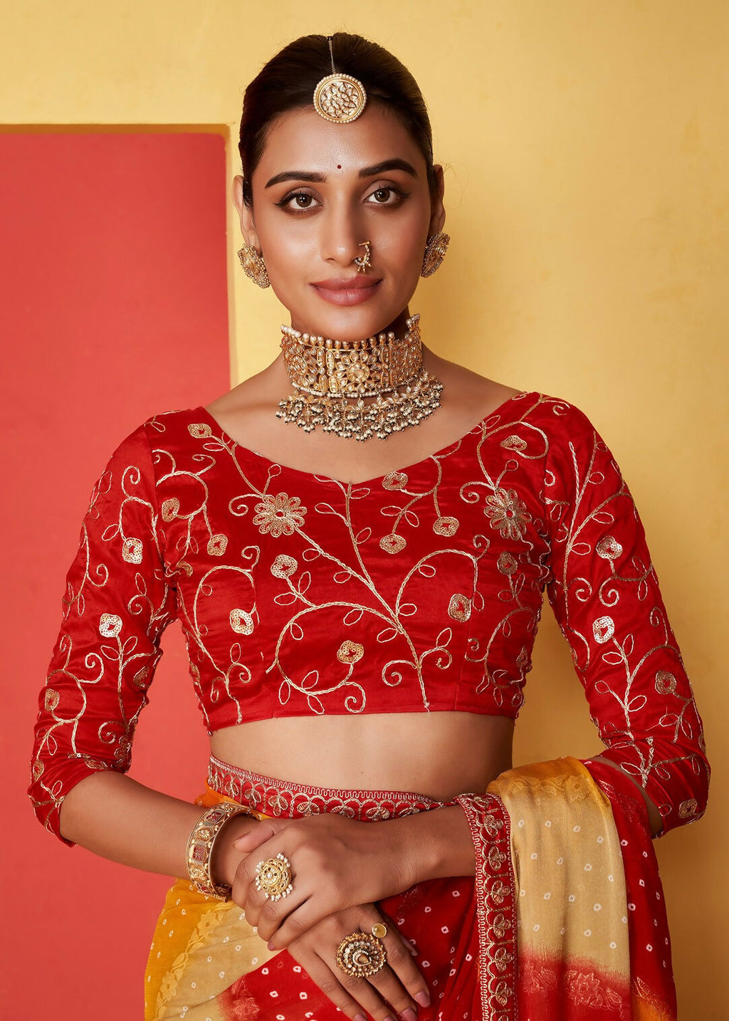 Joban Fashion Dola Silk With Zari Border Shaded Multi Color Work Saree | Grocsy