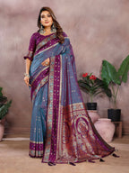 Aastha Fashion Grey Kalamkari Silk Zari Woven Saree | Grocsy