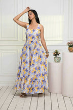 Myshka Women Multi-Floral Rayon A-Line Round Neck Dress | Grocsy