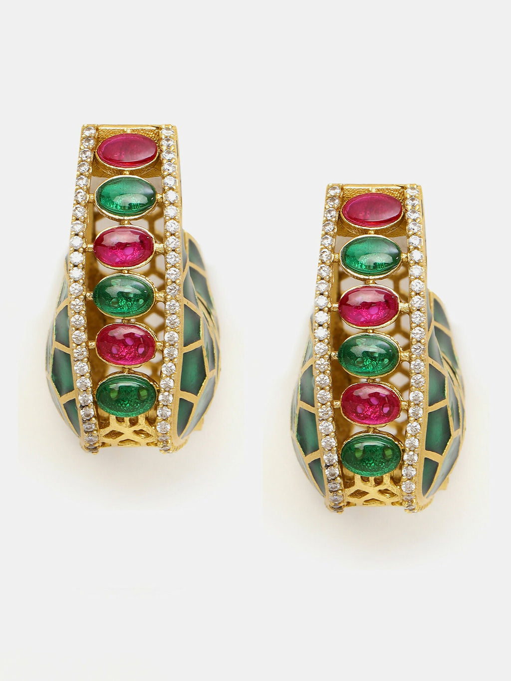 Ruby Raang Gold Polished Kundan Work Multi-Color Loops | Grocsy