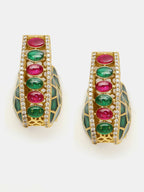 Ruby Raang Gold Polished Kundan Work Multi-Color Loops | Grocsy