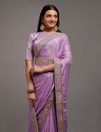 PR Fashion Onion Chinon Embroidery Lace Saree | Grocsy