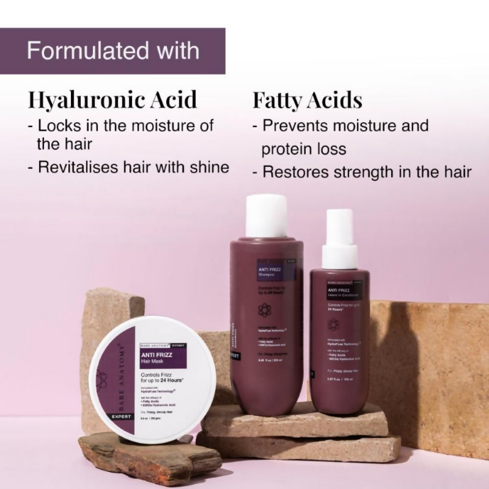 Bare Anatomy Anti Frizz Regime With Shampoo, Hair Mask & Leave In Conditioner | Grocsy