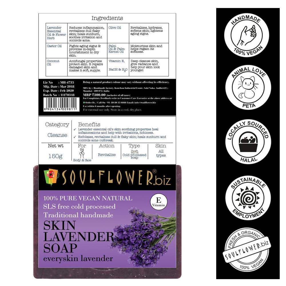 Soulflower Lavender Handmade Soap with Real Lavender | Grocsy