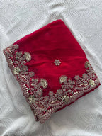 Teeya Creation New Womens Latest Party Wear Soft Chiffon Silk Saree-Pink | Grocsy