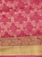 Mimosa Women's Kanchipuram Art Silk Pink Saree | Grocsy