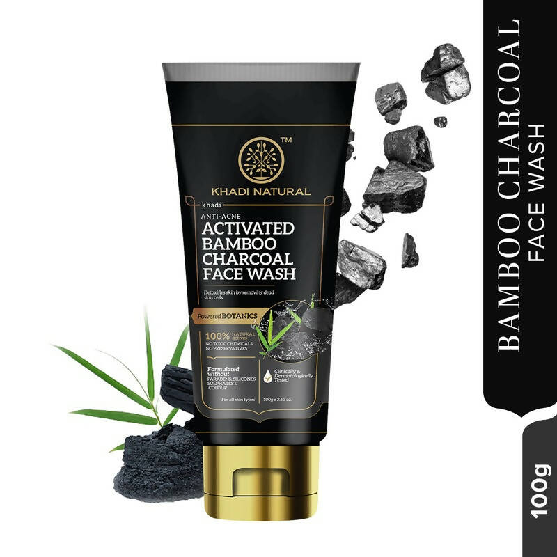 Khadi Natural Activated Bamboo Charcoal Face Wash | Grocsy