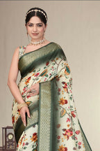 PR Fashion Multi Heavy Rich Cotton Silk Digital Print & Jacquard Saree | Grocsy