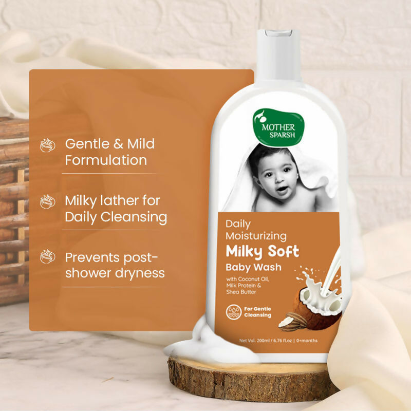 Mother Sparsh Daily Moisturising Milky Soft Baby Wash | Grocsy