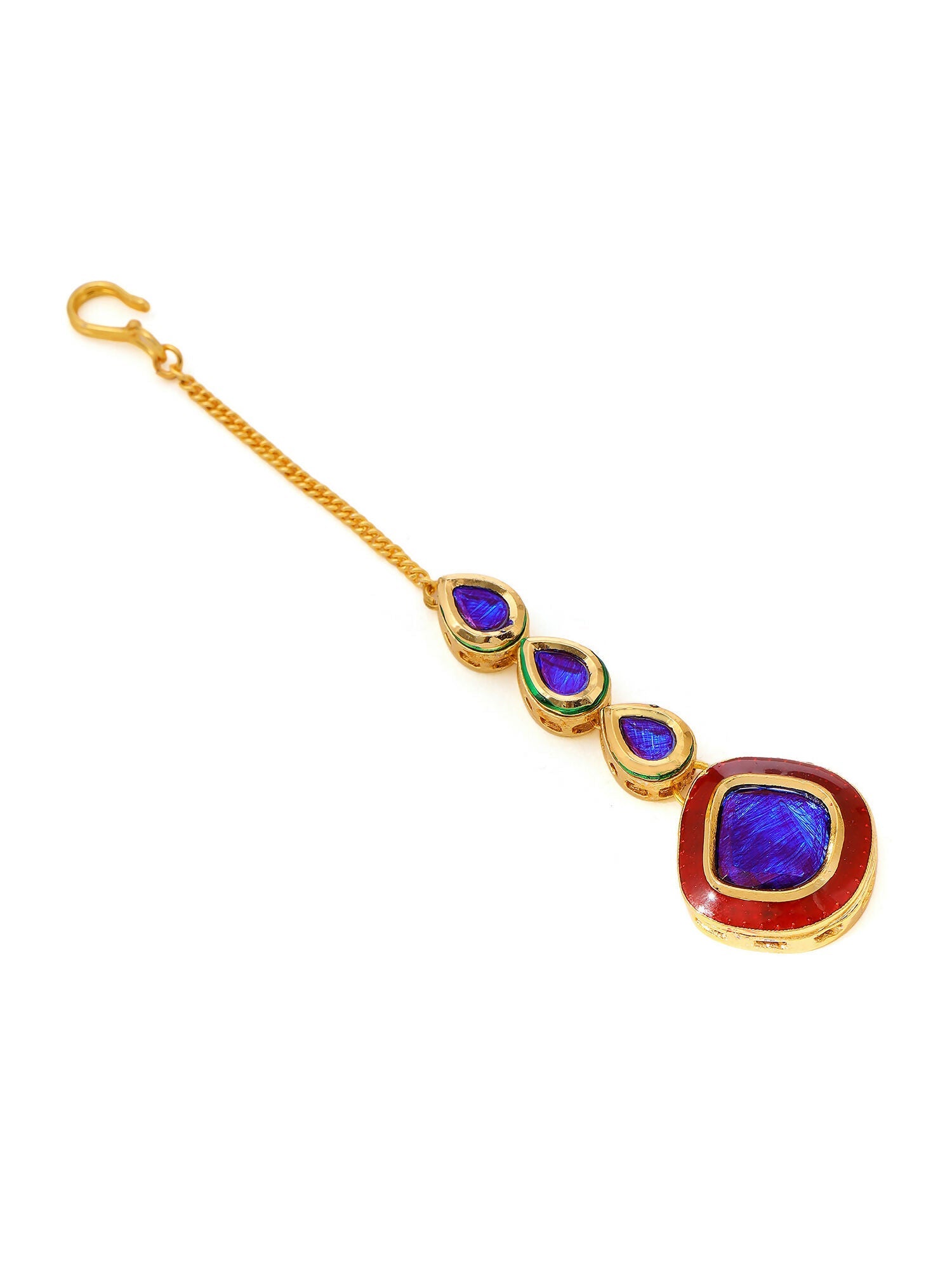 Ruby Raang Blue Meenakari Kundan Maang Tikka | Grocsy